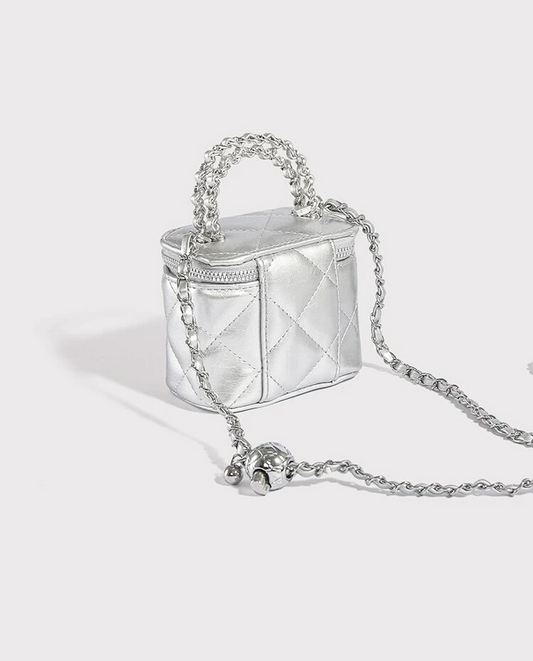 Two Way Zip Metallic Quilted Bag