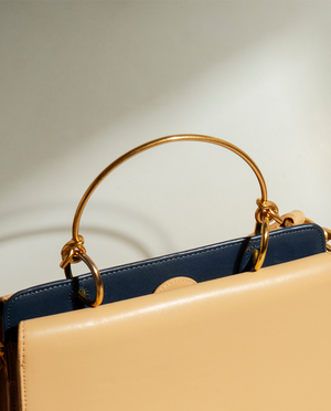 Box Handbag With Metal Handle