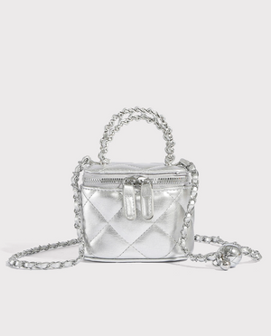 Two Way Zip Metallic Quilted Bag